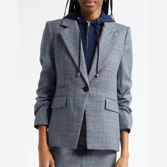 Veronica Beard Jackets & Blazers - Veronica Beard Battista Houndstooth Check Virgin Wool Jacket with Hooded Dickey.